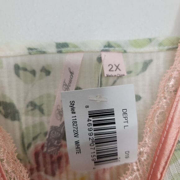 Feminine romantic floral vintage feel ribbed plus size lace trim tank top 2x NWT - Picture 3 of 6